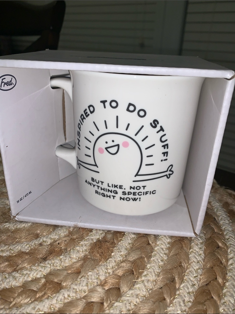 Genuine Fred inspired to do stuff funny coffee cup NEW